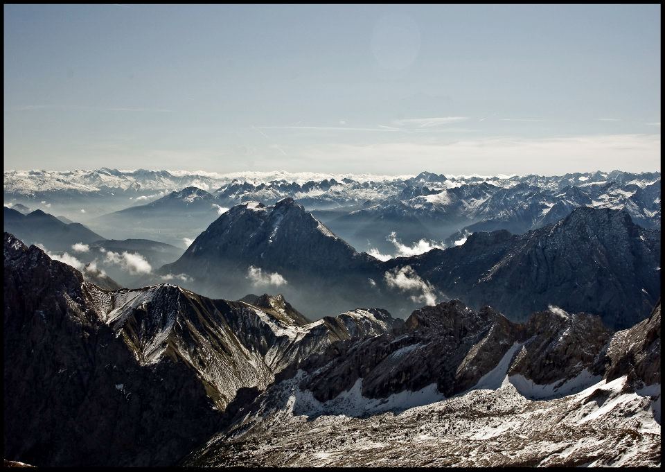 Zugspitze,Blick über die Alpen