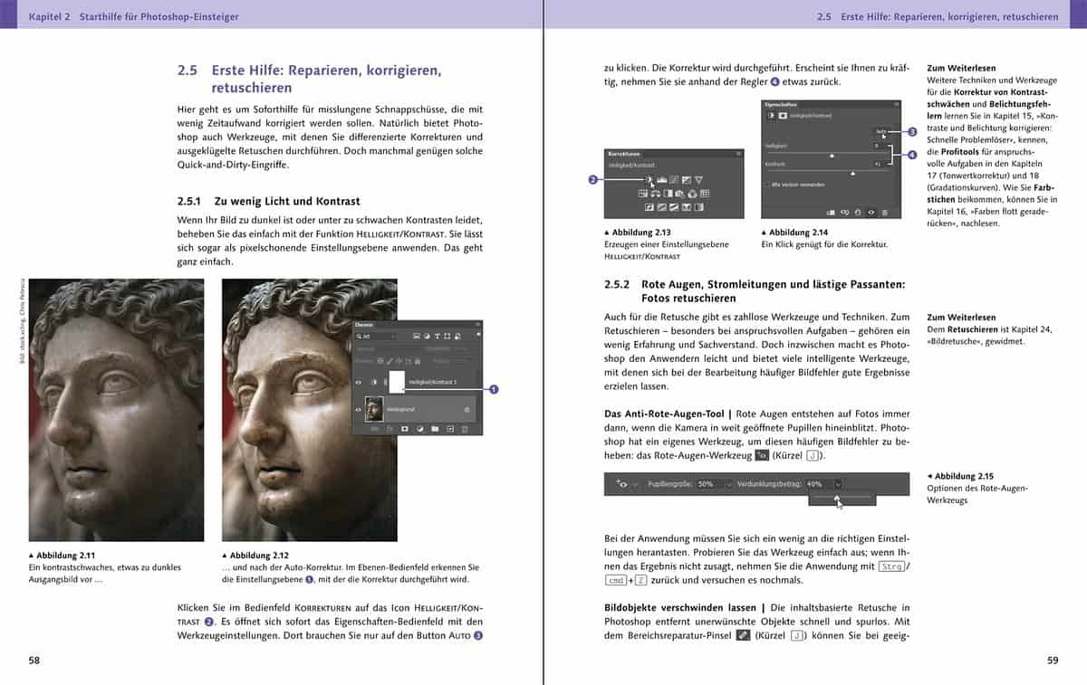 Doppelseite aus Adobe Photoshop, das umfassende Handbuch, Rheinwerk Verlag